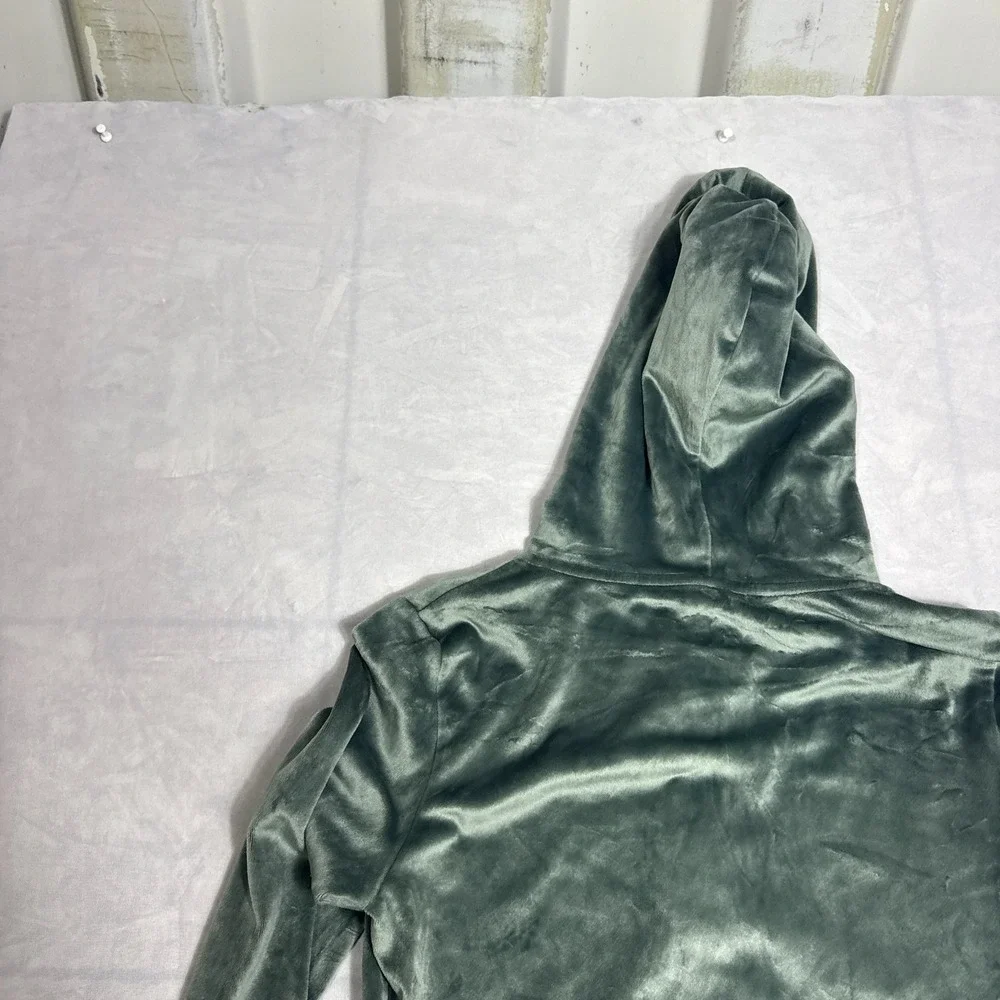 Aerie Womens Real Good‎ Cropped Full-Zip Hoodie Olive Green Long Sleeve Size S